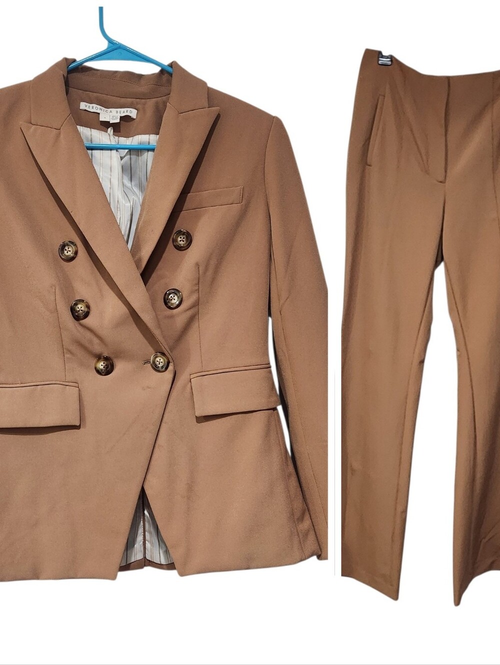 Veronica Beard Miller Dickey Jacket Beige  Size 6 With Matching Pants Size 8 - Picture 3 of 11